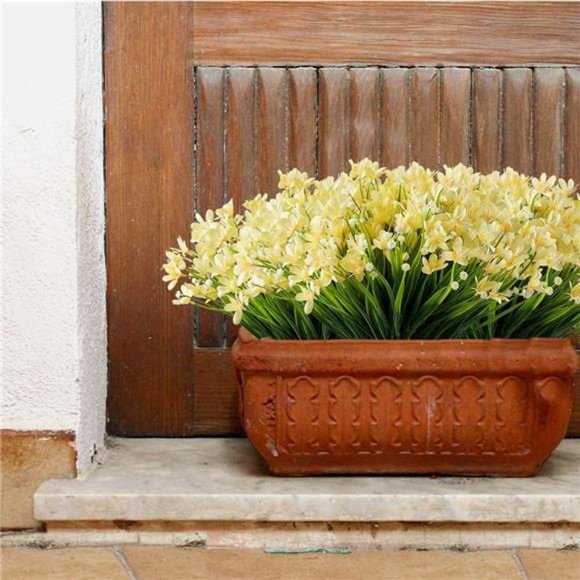 8 Bundles Artificial Daffodils Flowers, Fake Artificial Greenery UV Resistant - Picture 3 of 6
